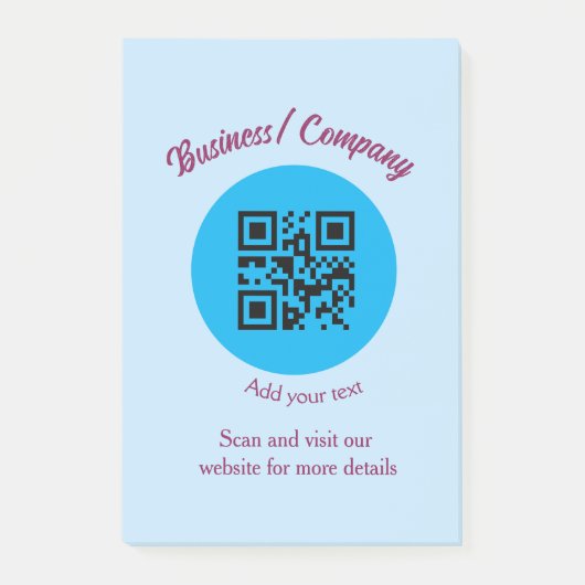 Einfache Unternehmenswebsite Barcode QR Name hinzu Post-it Klebezettel (Vorderseite)