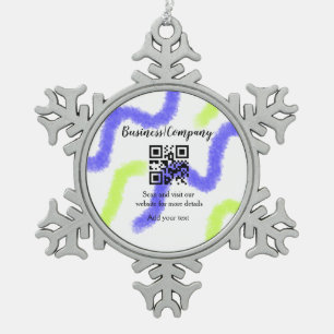 Einfache Unternehmenswebsite Barcode QR Name hinzu Schneeflocken Zinn-Ornament
