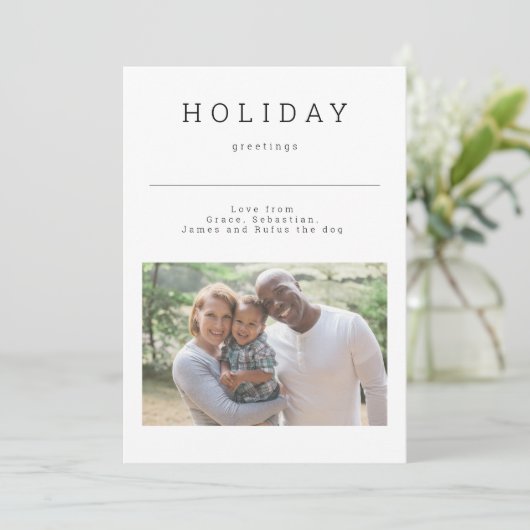 Einfache Urlaubsgrüße Foto Personalisierte Karte (Stehend Vorderseite)