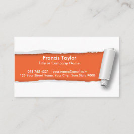 Einfache, ursprüngliche Orange zerriss Visitenkarte