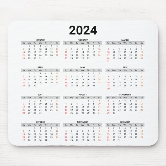 Einfache US 2024 Volljahr auf einen Blick Mousepad (Vorne)