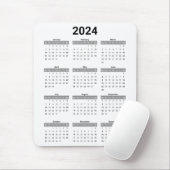 Einfache US Schwarz & Weiß 2024 Jährlicher Kalende Mousepad (Mit Mouse)