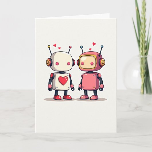 Einfache Valentinsroboter-Karte Karte (Vorderseite)