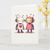 Einfache Valentinsroboter-Karte Karte (Gelbe Blume)