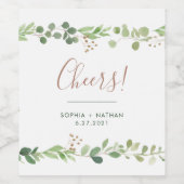 Einfache Vegetation | Hochzeitsjubeln Weinetikett (Einzelnes Label)