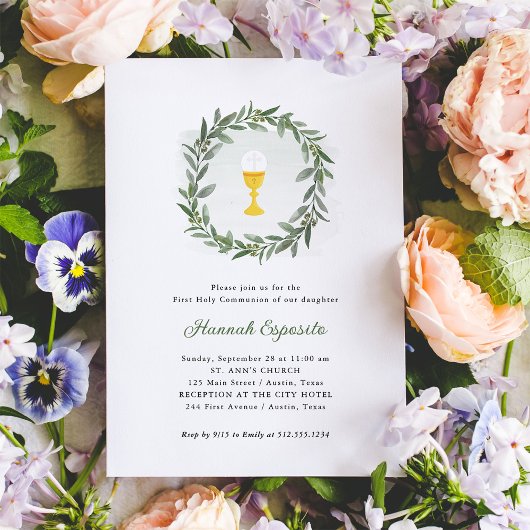 Einfache Vegetation und Chalice | Erste Heilige Ko Einladung