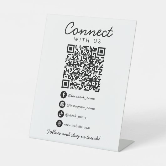 Einfache Verbindung mit dem QR-Code der Social Med Sockelschild (Vorderseite)