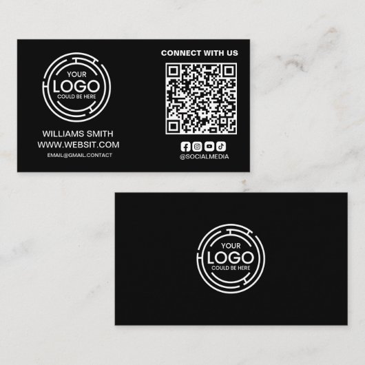 Einfache Verbindung mit dem Qr-Code-Logo für Socia Visitenkarte (Vorne/Hinten)