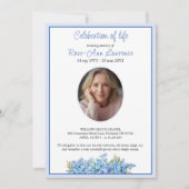 Einfache Vergissmeinnicht-Foto-Gedenkfeier Einladung (Vorderseite)