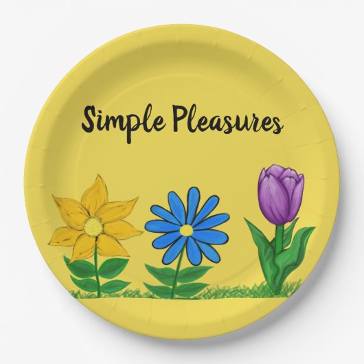 Einfache Vergnügungen Garten Blume Gelb Pappteller (Vorderseite)