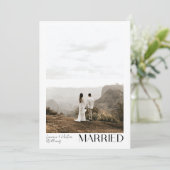 Einfache Verheiratete 3-Foto-Script-Hochzeitsempfe Ankündigung (Stehend Vorderseite)