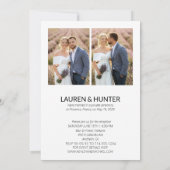 Einfache Verheiratete 3-Foto-Script-Hochzeitsempfe Ankündigung (Rückseite)