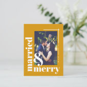 Einfache Verheiratete und fröhliche Weihnachtsferi Postkarte (Stehend Vorderseite)