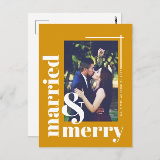 Einfache Verheiratete und fröhliche Weihnachtsferi Postkarte (Vorne/Hinten)