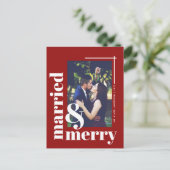 Einfache Verheiratete und fröhliche Weihnachtsferi Postkarte (Stehend Vorderseite)