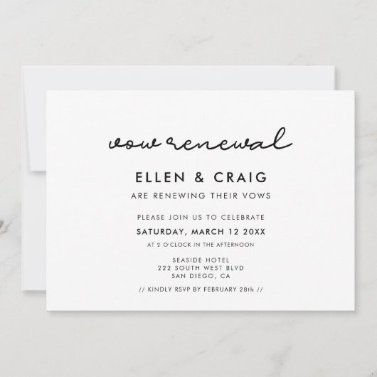 Einfache Verlängerung des Hochzeitsprinzips Einladung (Vorderseite)