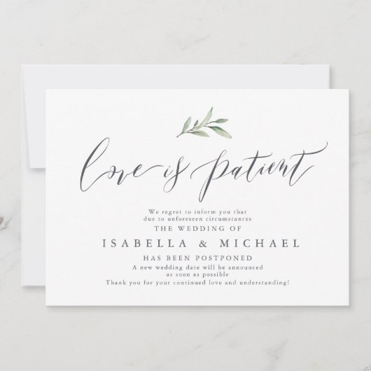 Einfache Verschiebung der Hochzeit von kalligraphi Einladung (Vorderseite)