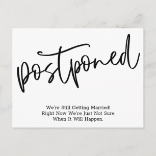 Einfache vertagte Hochzeitsankündigung Postkarte