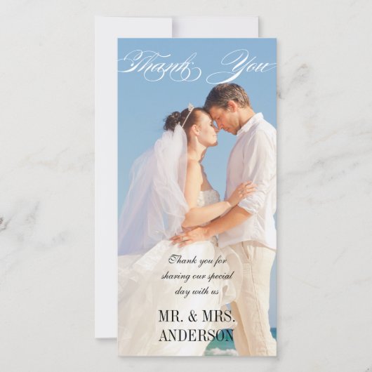 Einfache vertikale Hochzeit Vielen Dank Dankeskarte (Vorderseite)