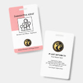 Einfache vertikale rosa Kolonnenfoto-Vorlagensiche Ausweis (Vorder- & Rückseite)