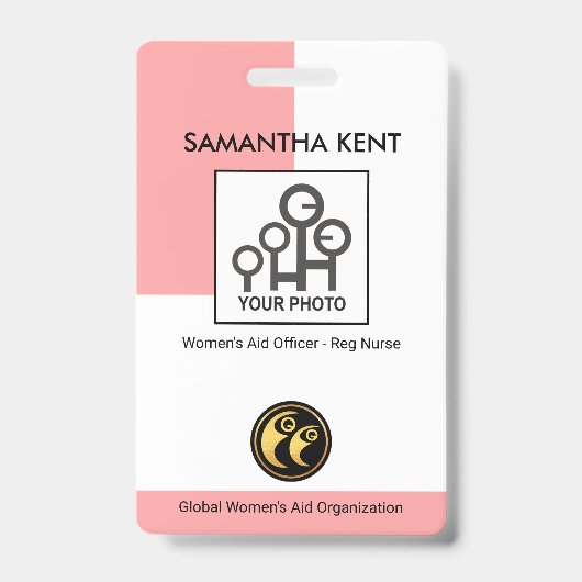 Einfache vertikale rosa Kolonnenfoto-Vorlagensiche Ausweis (Vorderseite)