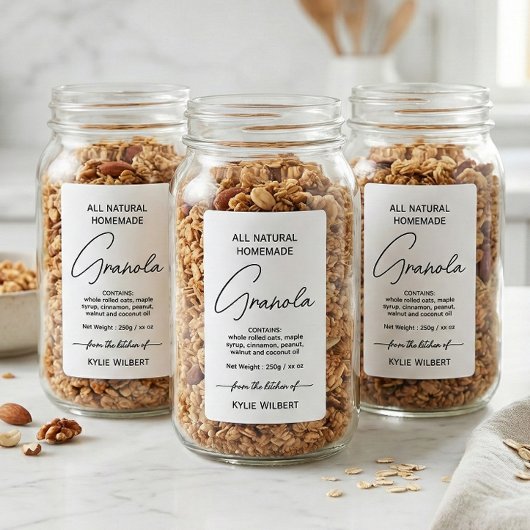 Einfache Vertikale Selbstgemachte Granola-Etikette