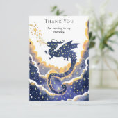 Einfache verzauberte Drache zum Geburtstag Dankeskarte (Stehend Vorderseite)