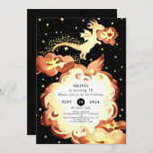 Einfache verzauberte Drache zum Geburtstag Einladung (Vorne/Hinten)