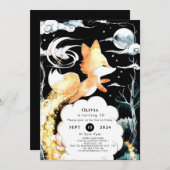 Einfache verzauberte Fox zum Geburtstag Einladung (Vorne/Hinten)