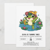 Einfache verzauberte Frosch Digital zum Geburtstag Einladung (Vorne/Hinten)