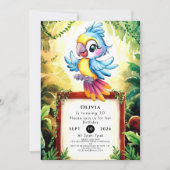 Einfache verzauberte Papagei zum Geburtstag Einladung (Vorderseite)