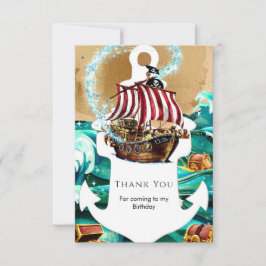 Einfache verzauberte Waves Pirate zum Geburtstag Dankeskarte