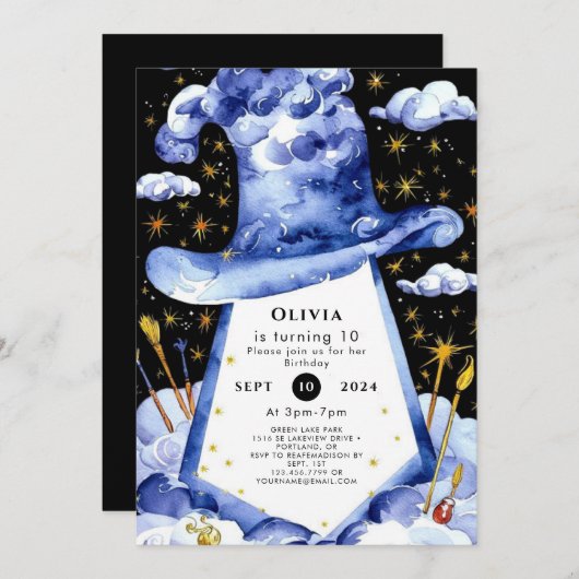 Einfache Verzauberung zum Geburtstag Einladung (Vorne/Hinten)