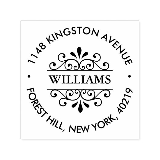 Einfache Verzierte Schwarz-Weiß-Rücksendeadresse Permastempel (Design)