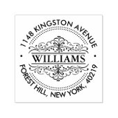 Einfache Verzierte Schwarz-Weiß-Rücksendeadresse Permastempel (Design)