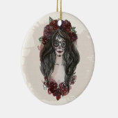 Einfache Verzierung Hand-drawn Dia de Los Muertos Keramik Ornament (Rechts)
