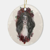 Einfache Verzierung Hand-drawn Dia de Los Muertos Keramik Ornament (Links)