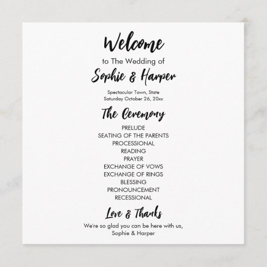 Einfache Vielseitigkeit Moderne Lässig Schwarz & W Programm (Vorderseite)