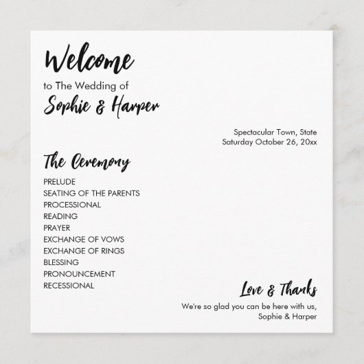 Einfache Vielseitigkeit Moderne Lässig Schwarz & W Programm (Vorderseite)