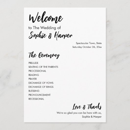 Einfache Vielseitigkeit Moderne Lässig Schwarz & W Programm (Vorderseite)