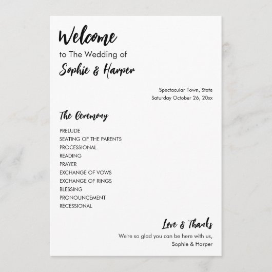 Einfache Vielseitigkeit Moderne Lässig Schwarz & W Programm (Vorderseite)