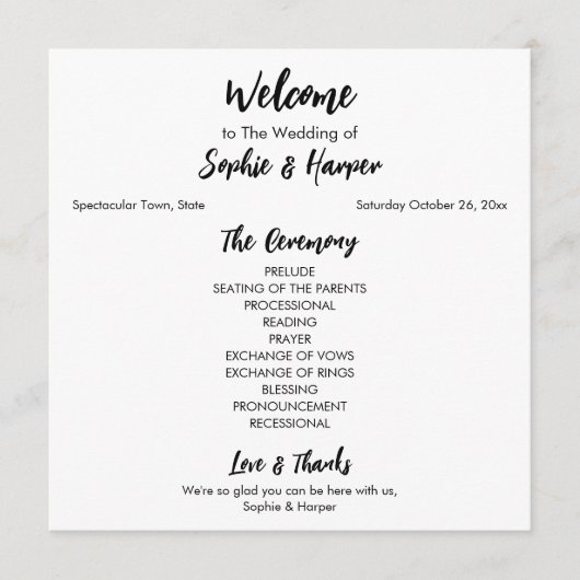 Einfache Vielseitigkeit Moderne Lässig Schwarz & W Programm (Vorderseite)