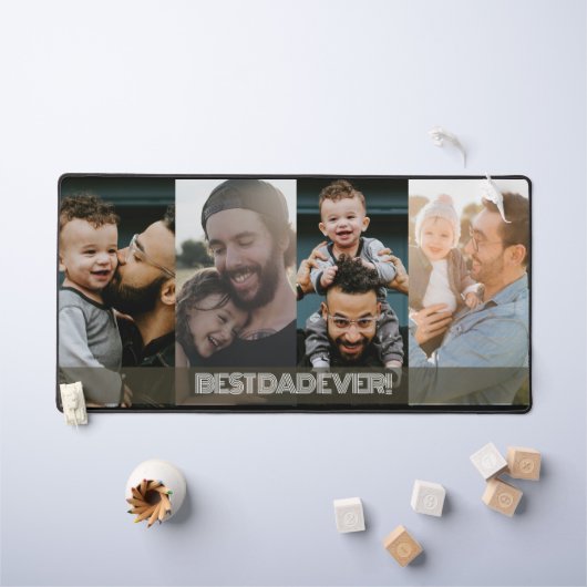 Einfache Vier-Fotos-Collage Bester Vater je Schreibtischunterlage (Kindertisch)