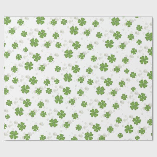 Einfache Vierblättriges Kleeblatt Grüne Farbe Nied Geschenkpapier (Flach)