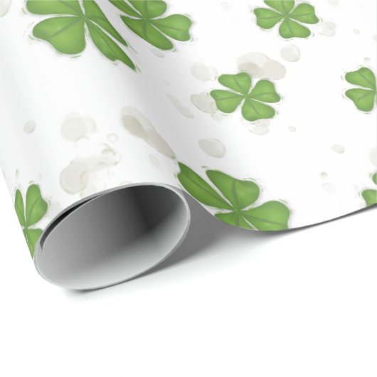 Einfache Vierblättriges Kleeblatt Grüne Farbe Nied Geschenkpapier (Rolleneckpunkt)
