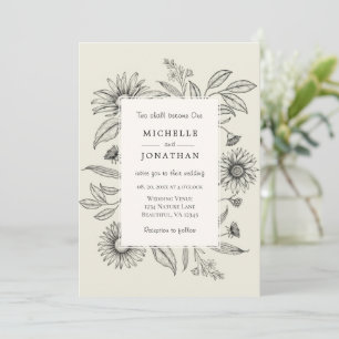Einfache Vintage-Blumen-Christian-Hochzeit von Dai Einladung