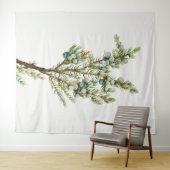 Einfache Vintage Botanische Bergjuniper Wandteppich (Beispiel (Horizontal))