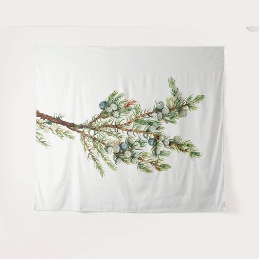 Einfache Vintage Botanische Bergjuniper Wandteppich (Vorderseite (Horizontal))