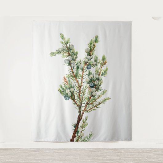 Einfache Vintage Botanische Bergjuniper Wandteppich (Vorderseite)