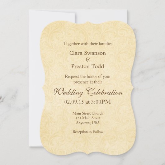 Einfache Vintage Einladung zur Hochzeitsfeier (Vorderseite)